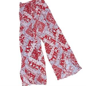 NWT Who I am side slit pants paisley novelty print size 8 beachy boho coverup